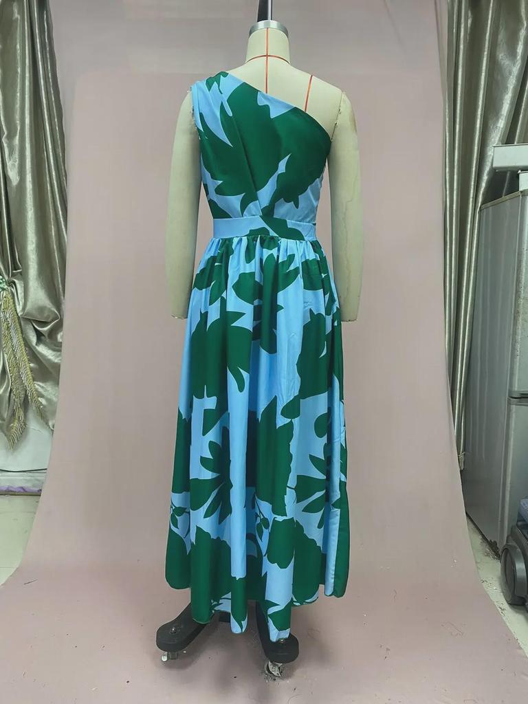 2025 Spring/Summer Women's Floral One-Shoulder Dress