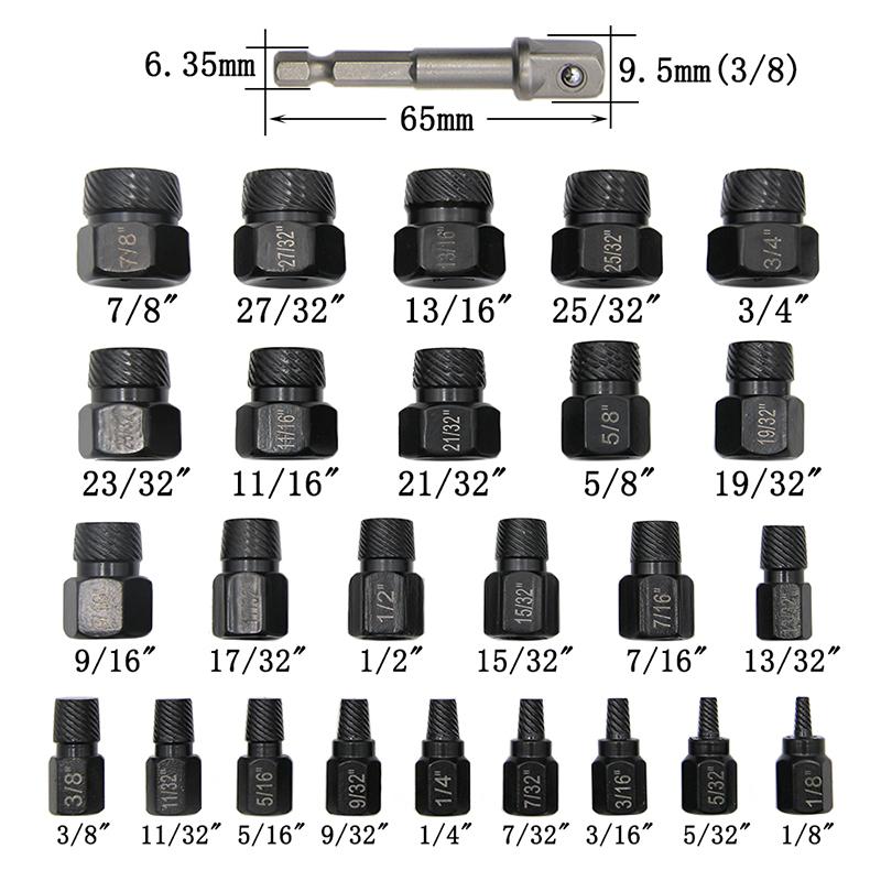 26/10 Pcs/Set Broken Screw Remover Tools Boxed Disassemble Screws Bolt Stud Slip Teeth Removing for Cars and Construction Sites