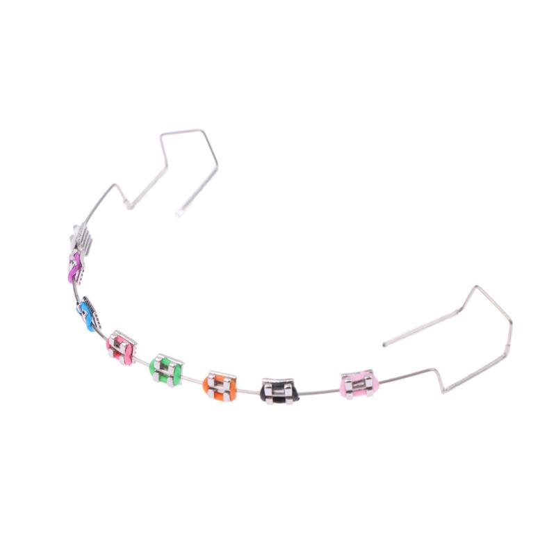 1 пара временных украшений для зубов с металлической проволокой, цветные металлические скобки и ортодонтические лигатуры, стоматологические украшения