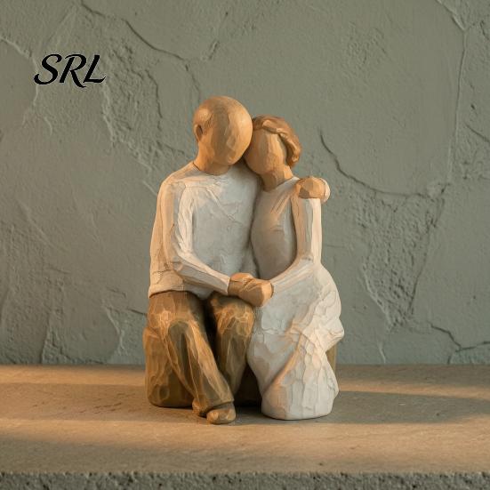 Sentimental Gift for Her Wooden Texture Resin Figurine, Hand Carved Mother & Child/Family/Couple/Dog Owner Abstract Figurine Living Room Statue,