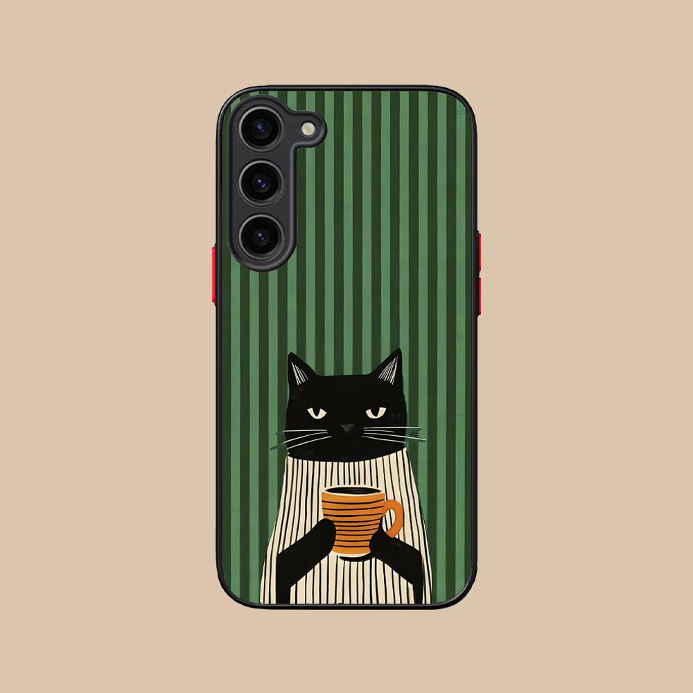 Милый Кофе-Кот Силиконовый Чехол для Мобильного Телефона для Samsung Galaxy S26 S25 S24 S23 S22 S21 Plus FE Ultra Разноцветный Чехол
