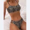 Women's Strappy Leopard Print Padded Bikini Set for Swimming and Beachwear