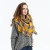Клетчатый шарф, стильная шаль, утолщенный теплый желтый клетчатый квадратный шарф, женский