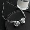 Gorgeous Fashion Leather Flower Necklace Women's Popular Collar Chain Temperament Rose Choker Neckchain Engagement Anniversary Jewelry Gift