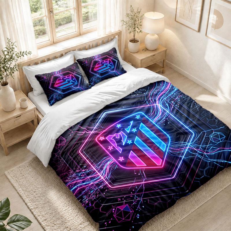 Bedding Set 1 Duvet Cover 2 Pillowcases Atletico Madrid Print Bedroom Home Decoration