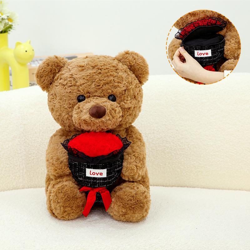 Куклы Confession Bear Букет Роз Подарочная Коробка Плюшевые Игрушки Медвежонок Подарок на День Святого Валентина Парню и Девушке