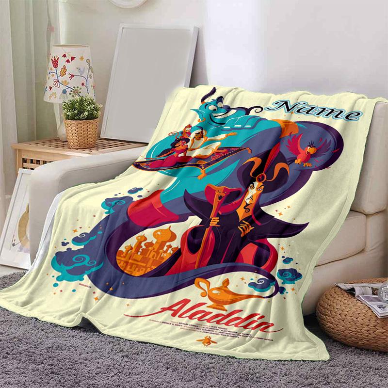 Custom 1pc Aladdin's Magical Adventure Blanket, Soft And Comfortable Blanket, Casual Warm, Camping Travel Blanket, Birthday Gift Q910228