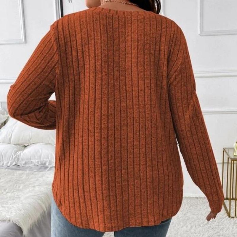 Женская одежда больших размеров с длинным рукавом, повседневная мода, V-образный вырез, полосатые трикотажные топы, весенние женские однотонные свободные футболки 5XL