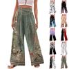 Женские модные повседневные свободные широкие брюки с принтом на завязках и карманами