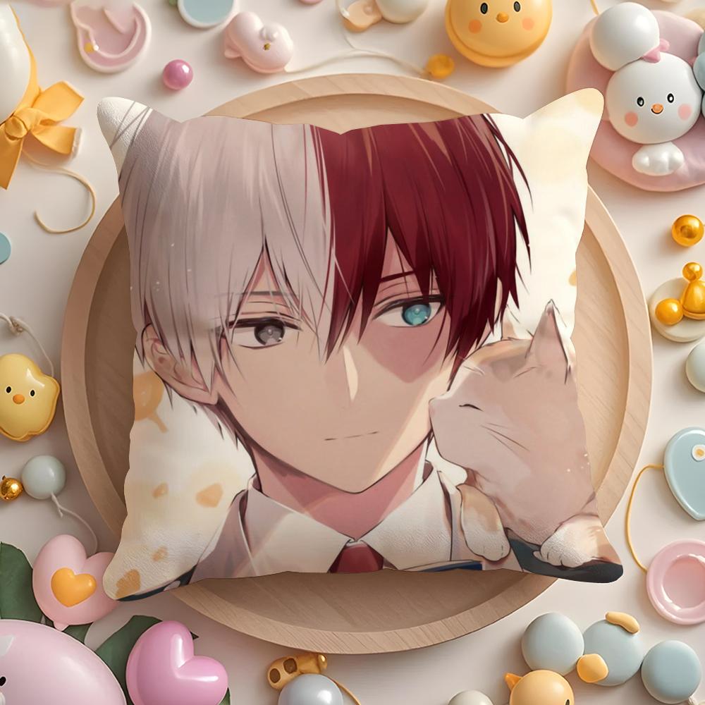 Kawaii SShoto TTodoroki Chibi Cushion Cover Plush Fabric Soft DoubleSided Printed Sofa Warm Winter Home Gift Pillow Cover
