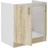 SARA Meuble bas evier - Décor chêne sonoma - 2 portes Battantes - L80xP48xH82 cm