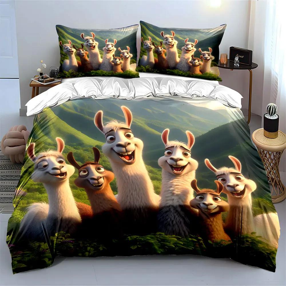 Alpaca Artwork Set for Home Decor Soft Comfortable Duvet Cover Bedding Set Included 1*Duvet Cover & 2*Pillowcases, gift