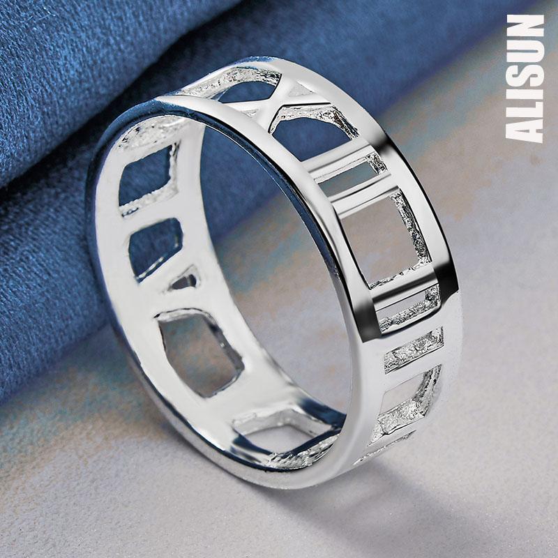 Кольцо из стерлингового серебра 925 пробы с полыми римскими цифрами, модные свадебные украшения