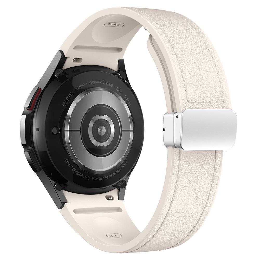 For Samsung Watch FE 40mm/Watch4 Classic Active/Watch 5/Watch6 Classic Silicone+Leather Band Smartwatch Strap