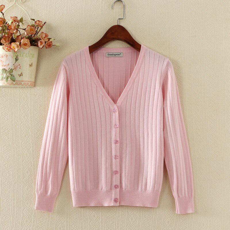 FEKEHA Women Cardigan Knitted Sweater Long Sleeve Female Casual V Neck Woman Tops Plus Size