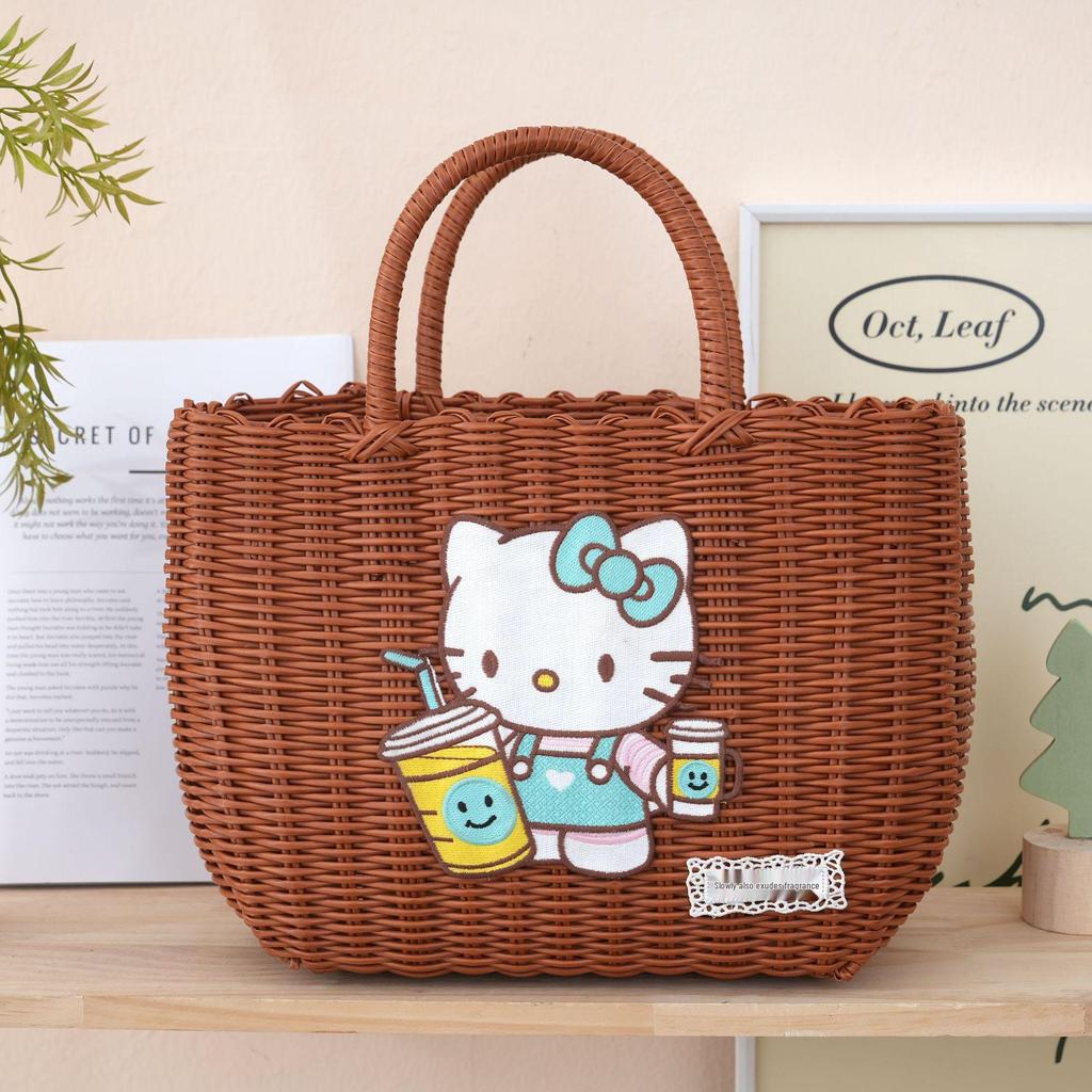 Colorful Imitation Rattan Woven Ladies' Picnic Handbag