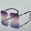Квадратные солнцезащитные очки без оправы Новая мода Винтажный стиль Градиентные разноцветные солнцезащитные очки Трендовые стильные дизайнерские солнцезащитные очки