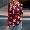 Женская мода Рождественские принтованные платья Осенние повседневные топы Длинные рукава рубашки Свободные пуловеры