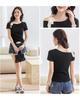 2025 Sexy Korean Off-the-Shoulder Slimming T-Shirt - Women's Cotton Short Sleeve Top