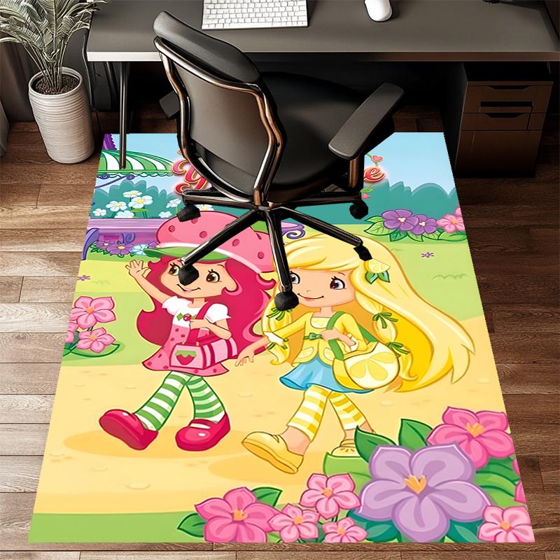 Princess Strawberry Design Area Rug Personalized Name- Non-Slip, Soft & Cozy Floor Mat for Living Room, Office - Indoor/Outdoor Carpet