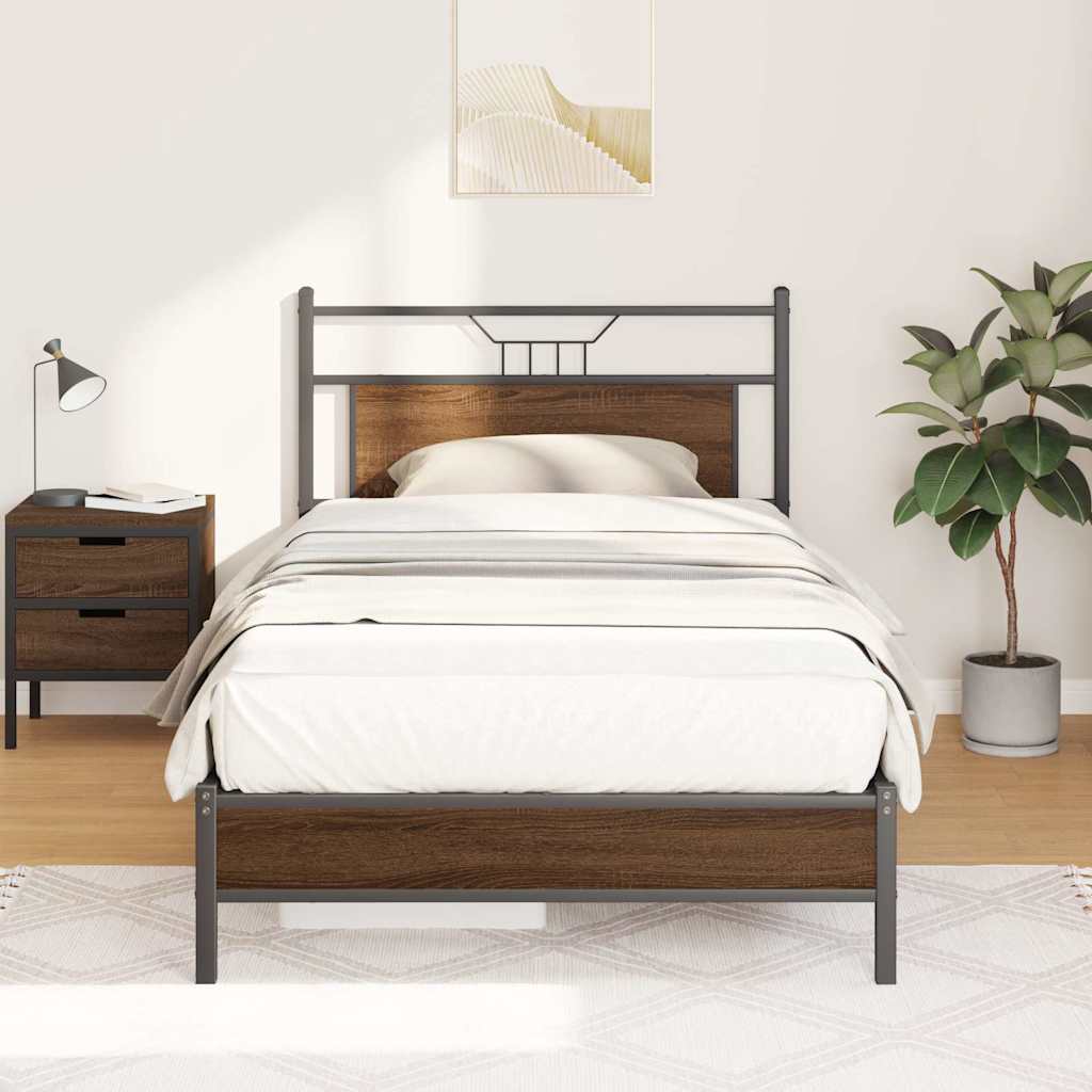 Bed Frame without Mattress Brown Oak Effect 100 x 190 cm Wood Based Material