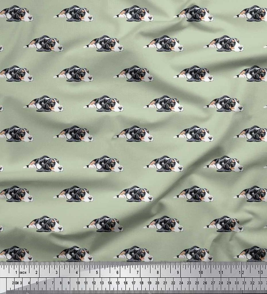 Soimoi Японский креп-сатин ткань с принтом собаки бассет-хаунд на метр 42 дюйма