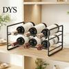 Modern Wine Storage Iron Rack, Curved Grooves, Countertop Cabinet Shelf, Compact Small Display Metal Bottle Holder, for Kitchen Cupboard And