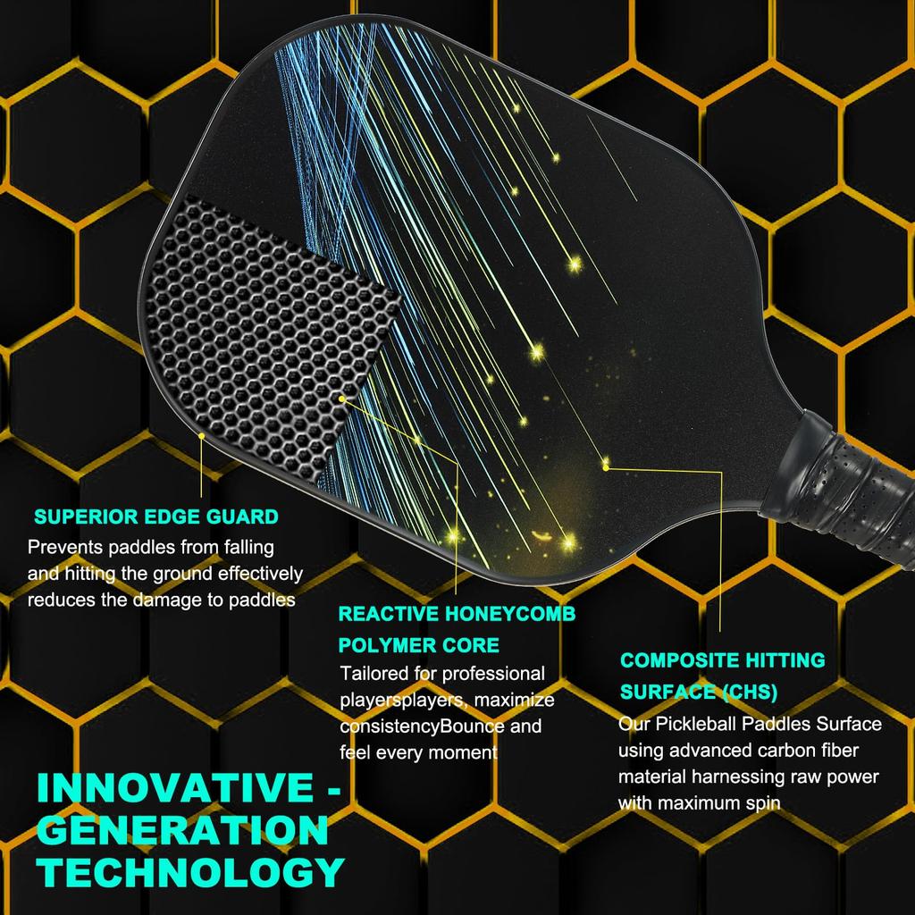 Набор ракеток для пиклбола PATIKIL, одобренная USAPA, ракетка для пиклбола с покрытием из стекловолокна и мягкой рукояткой, 2 ракетки, 4 мяча для пиклбола, 1 сумка для переноски, для мужчин и женщин