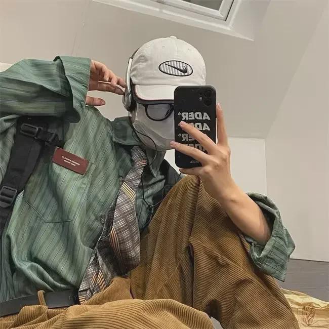 2023 Japanese Retro Lapel Striped Long Sleeve Shirt for Men and Women - Spring To Autumn Casual Wear