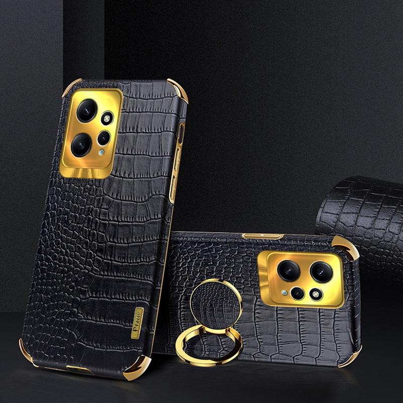 Роскошный чехол из кожи с крокодиловым принтом для Xiaomi 14T Pro 13T Poco X7 X6 M6 Redmi Note 14 13 Pro Тонкий противоударный чехол-подставка с кольцом