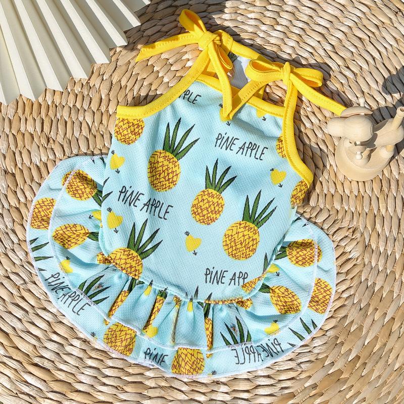 Pet Fruit Strawberry Banana Print VIP Teddy Puppy Dog Clothes Cat Skirt Dog Vest Cat Supplies