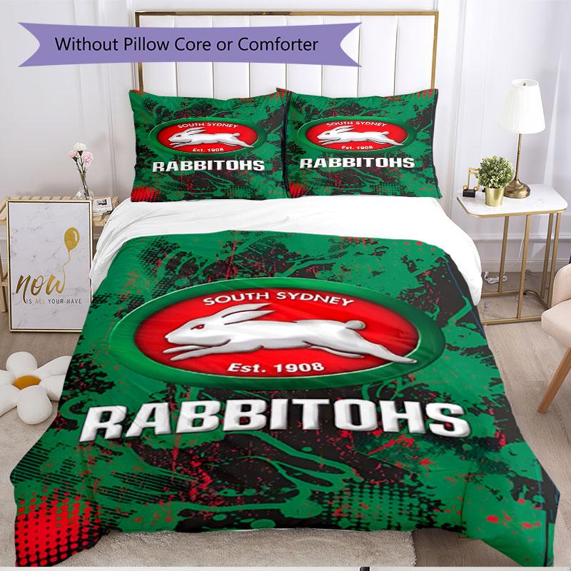 3pcs Duvet Cover Set (1*Duvet Cover + 2*Pillowcase, Without Core), South Sydney Rabbitohs Print Soft All‑Season Bedding Set, Home Bedroom Decor Gift