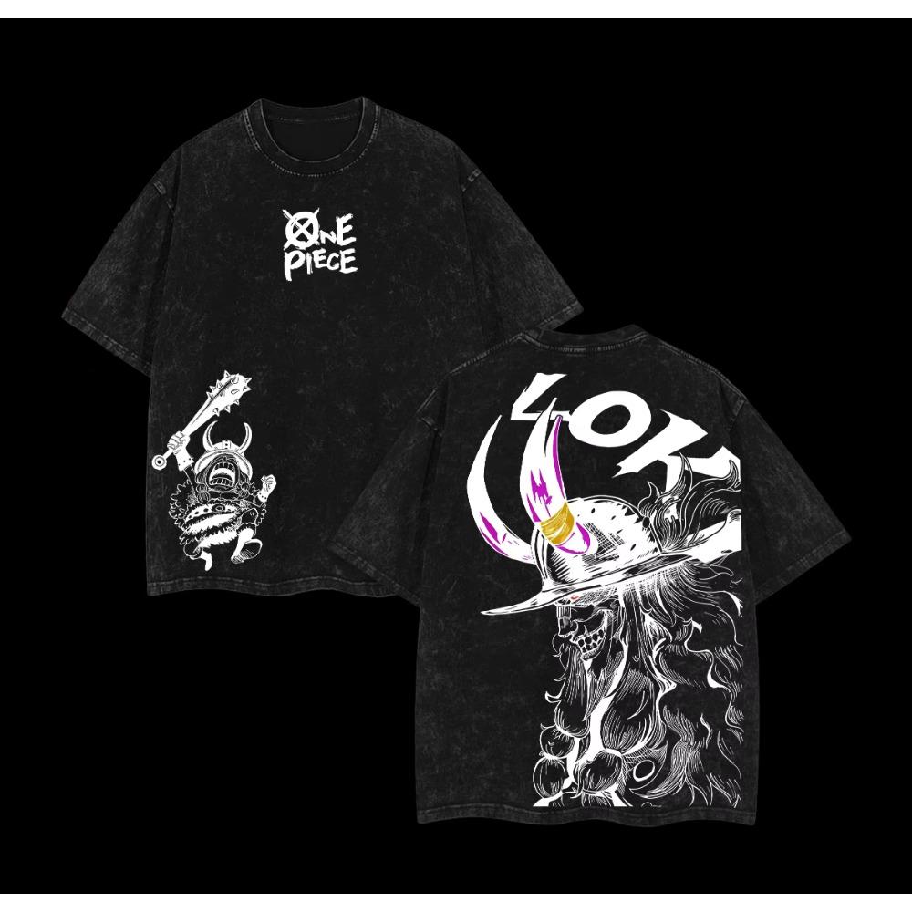 One Piece Loki Graphic Unisex Black Acid Wash Cotton T-shirt Vintage O-neck Men Women Streetwear Short Sleeve Tops For Anime Fans 2026