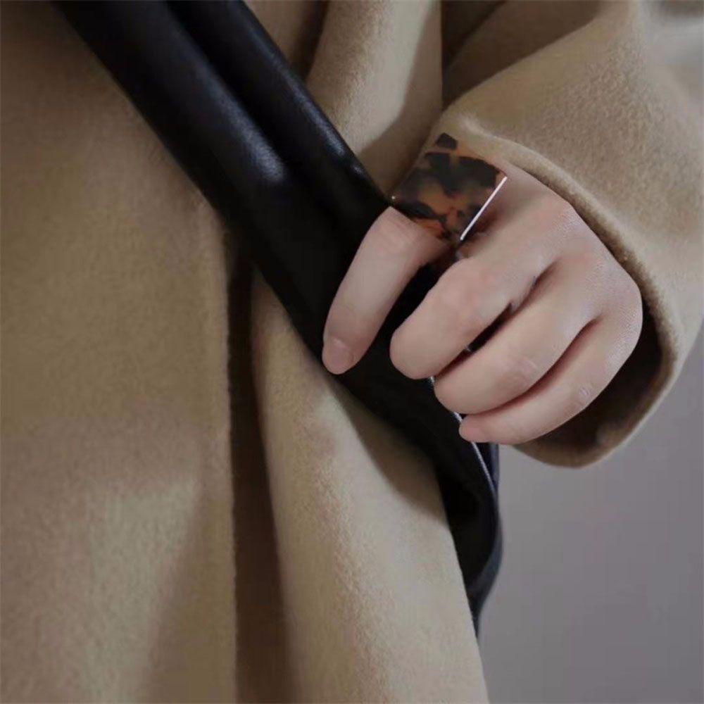 Tortoiseshell Rectangle Elegant Acrylic Finger Rings Resin Rings Leopard Pattern Fashion Jewelry