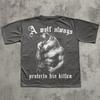 A Wolf Will Always Protect Its Kitten This Funny Emoji Tshirt Top Wolfthemed Tshirt Streetwear