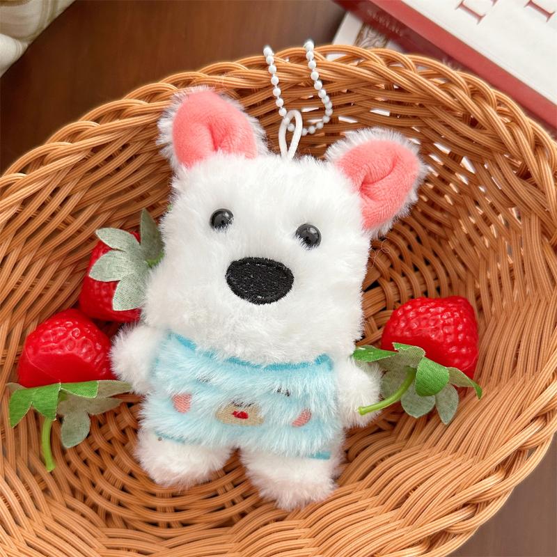 Cute Cartoon Plush Squeak Puppy Keychain Bag Pendant Charms Kawaii Animal Doll Pendant Accessories For Women Kids Gifts