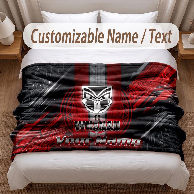 Wigan Warriors Printed Flannel Blanket Custom Name Text Soft Warm Throw For Bedroom Holiday Gift