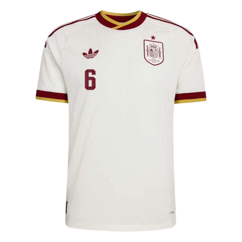 Adidas Originals 2026 World Cup Spain National Team Mikel Merino 6 Away Short Sleeve Quick Dry Solid Color Football Jersey Player Edition JN4392-6