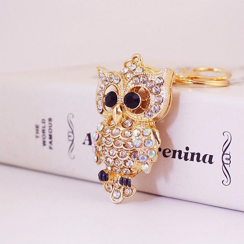 Подвеска-брелок в виде совы из цветных страз для женских сумок