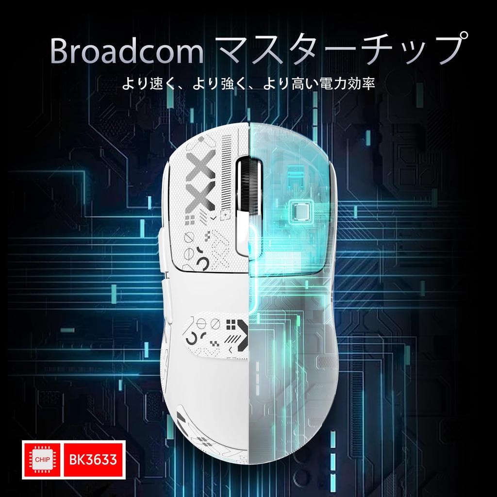 ATTACK SHARK X3 49г Игровая 3395 26000 DPI Ультралегкая Мышь, Беспроводная/Bluetooth/Проводная, Сенсор,