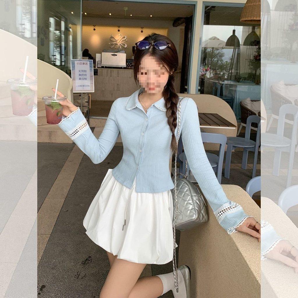T Shirt Women Oversize Blue Neck Pure Cotton Casual For Spring
