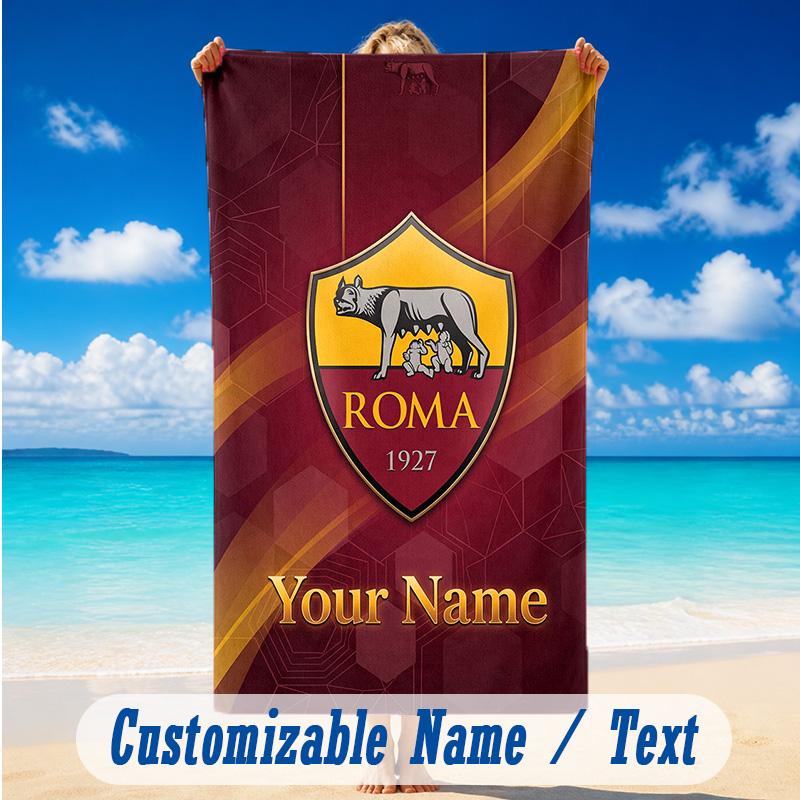 Beach Towel Custom Name Text, Quick Dry Large Towel For Beach HomeAS Roma