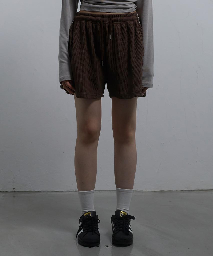 CHICKS Knitting-Like Track Shorts Brown