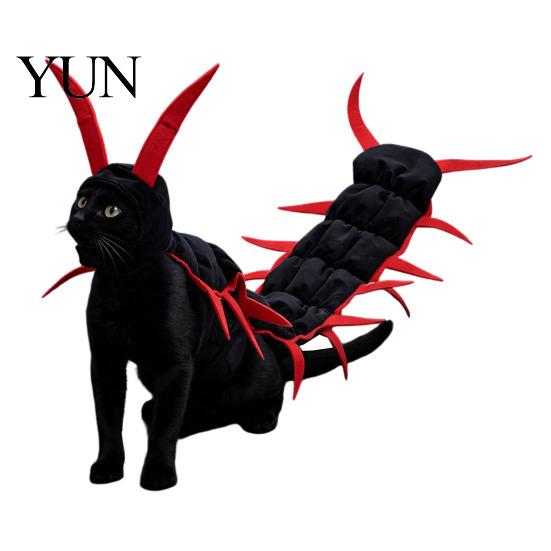 Costume for Dog Photo Shoots 2Pcs Centipede-Look Cat Costumes, Halloween Pet Cosplay Outfit, 3D Outfits Dogs Multi-Leg Insect Funny Apparel