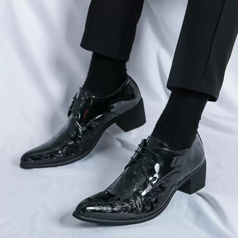 Men'S Dress Shoes Luxury Patent Leather Business Shoes Fashion Pointed Chelsea Shoe Wedding Shoes For Men Banquet Party Footwear
