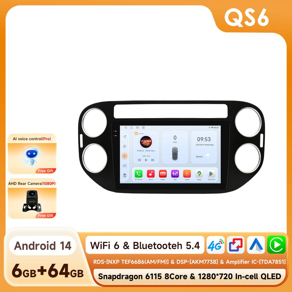 Автомагнитола для Volkswagen Tiguan 1 NF 2006-2016 Беспроводной Carplay Авторадио DSP 4G WIFI RDS 6115 GPS-Навигация Стерео Интеллектуальные Системы