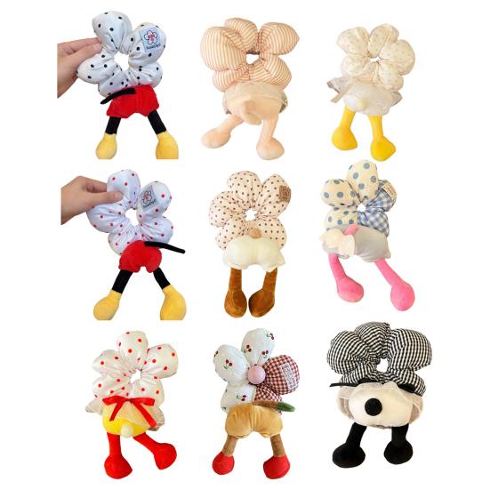 Hair Tie with Sufficient Elasticity Dot Print Lace Splicing Hair Flower Butt Design Hair Tope Buns Ponytails Half-Tied Hair
