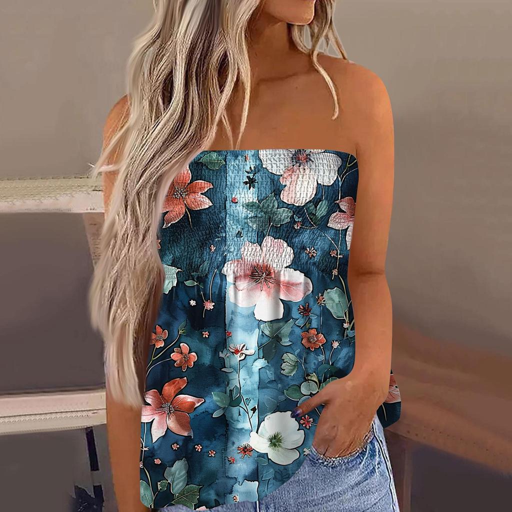 2024 топы для женщин, милая сексуальная футболка без рукавов с открытыми плечами и цветочным принтом