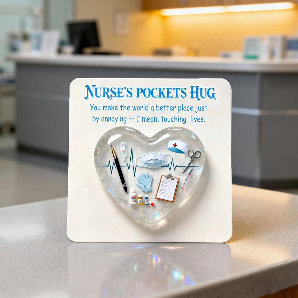 Personalised Transparent Heart Heartwarming Customizable Hug Card Acrylic Materials for Nurses Appreciation
