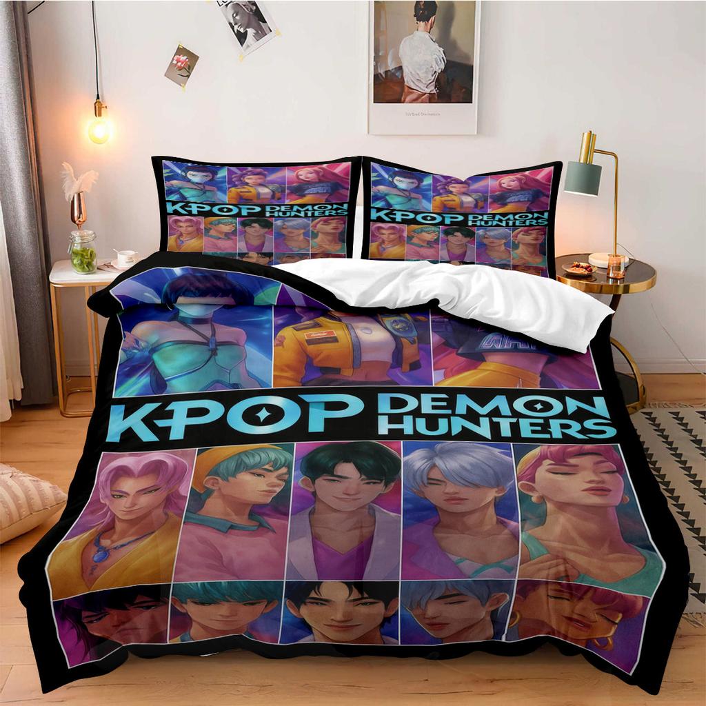 Постельное белье K-Pop Demon Hunters для фанатов, детей, машинная стирка, прочное, размеры кинг, квин, твин для K-pop девушек, домашний декор для спальни
